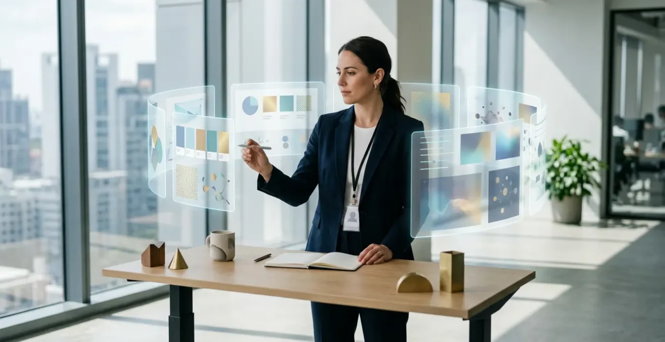 Professional marketer analyzing brand consistency across multiple digital touchpoints