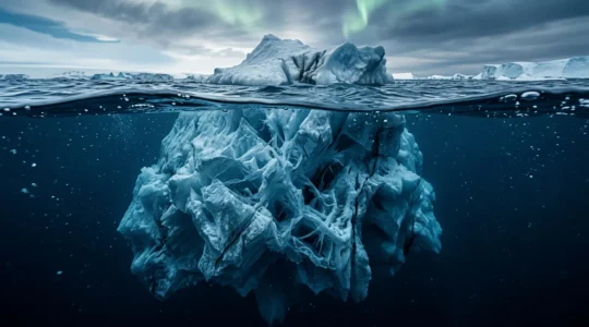 Dramatic underwater view of an iceberg showing massive hidden technical SEO errors beneath surface