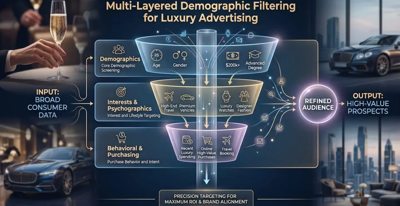 Multi-layered demographic filtering visualization for luxury advertising