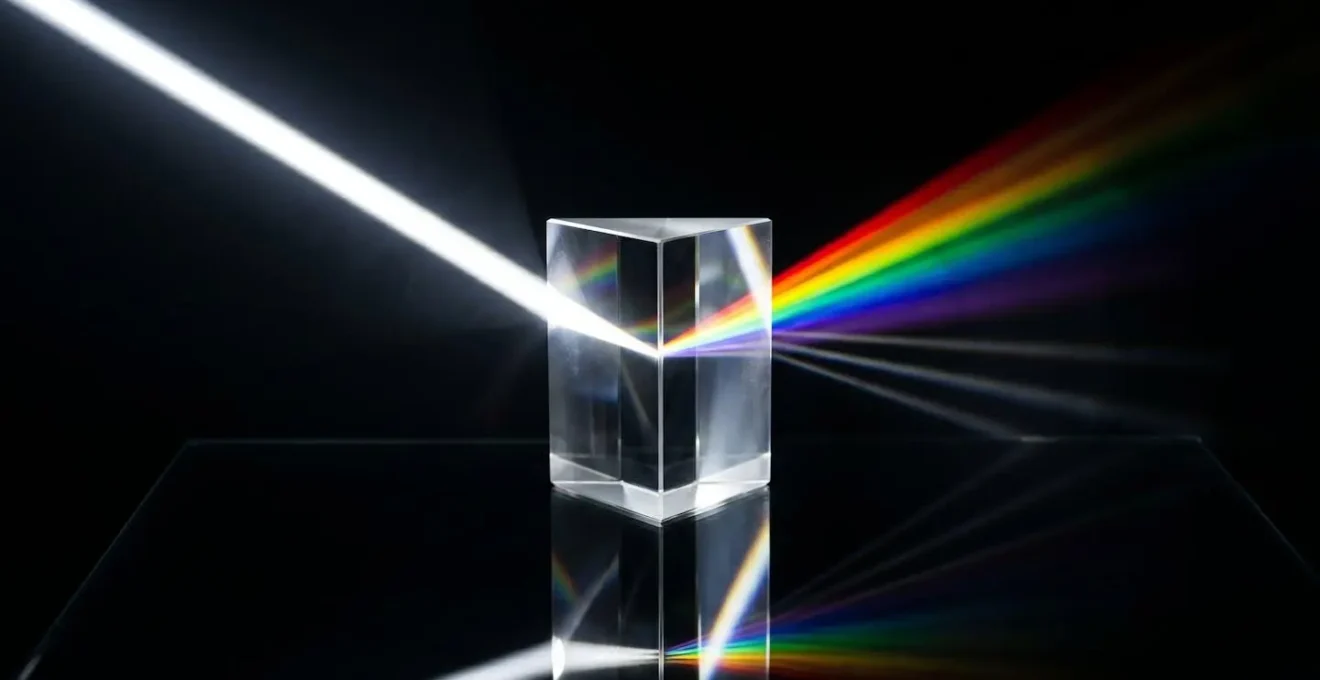 Abstract representation of content fragmentation with light beams splitting and weakening