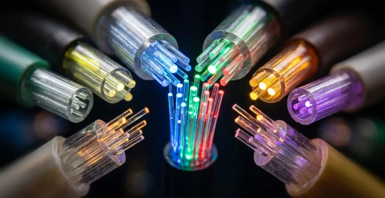 Visual representation of HTTP/2 parallel download streams versus serialized connections, shown as glowing fiber optic cables.