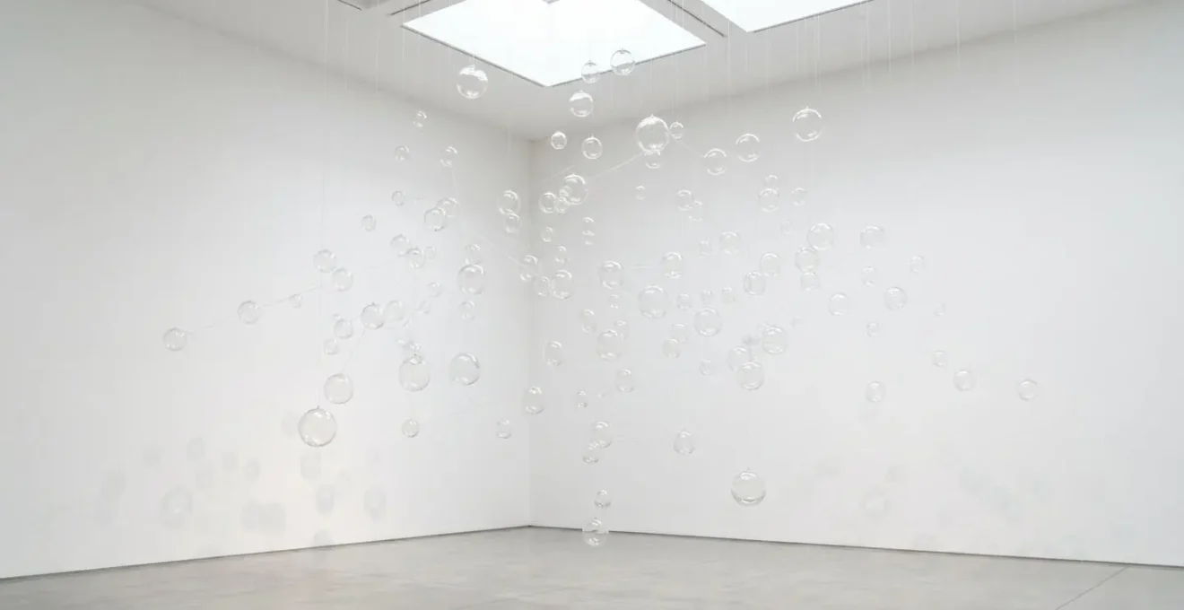 Abstract network of interconnected glass spheres representing link relationships