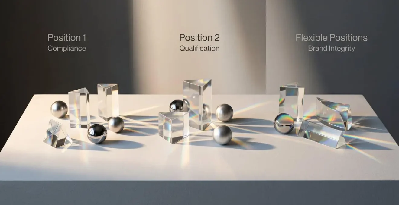 Visual metaphor of strategic content placement using abstract geometric shapes
