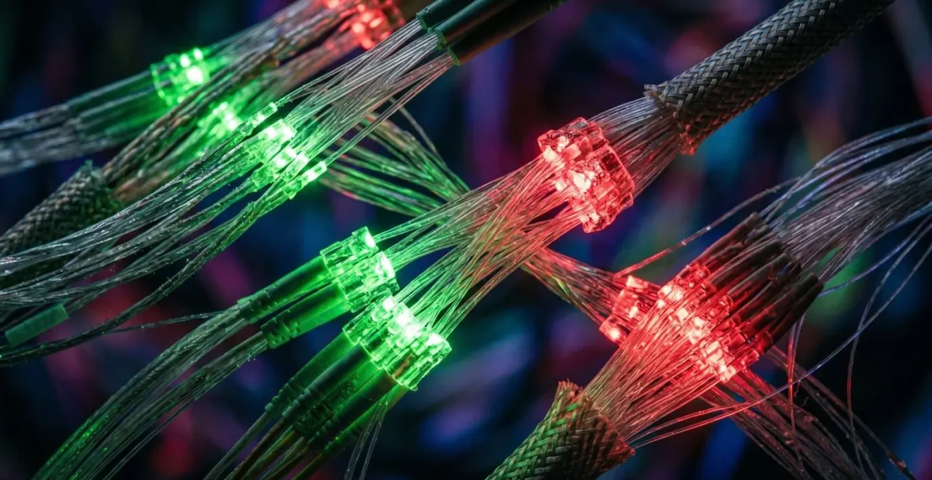 Extreme close-up of network connection patterns representing link relationships
