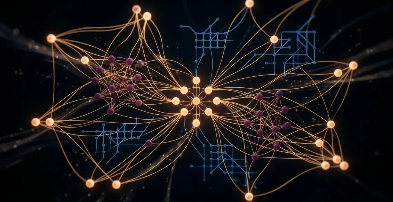 Abstract visualization of social network connections showing authentic vs inauthentic behavior patterns