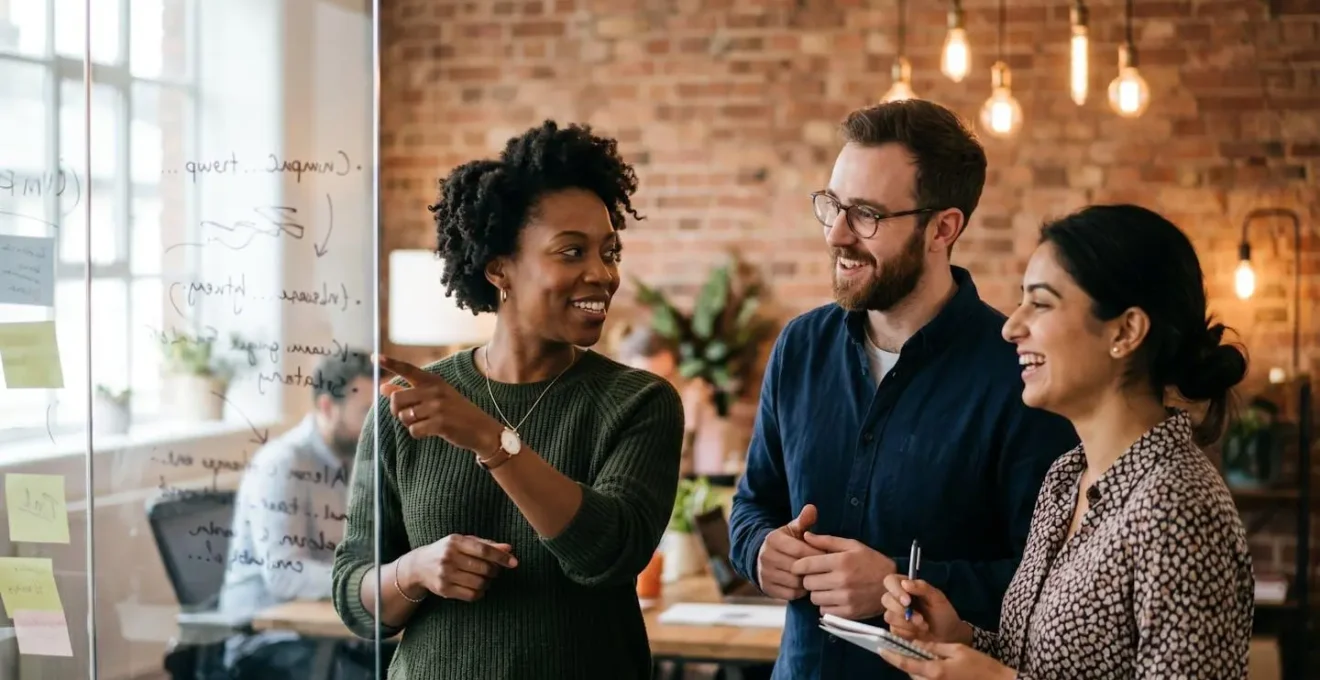 UK marketing team creating authentic content in collaborative workspace