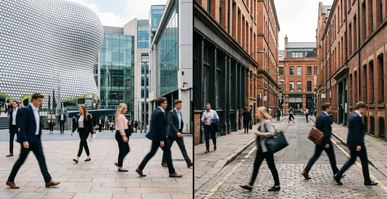 Diverse millennial professionals in UK regional business hub outside London